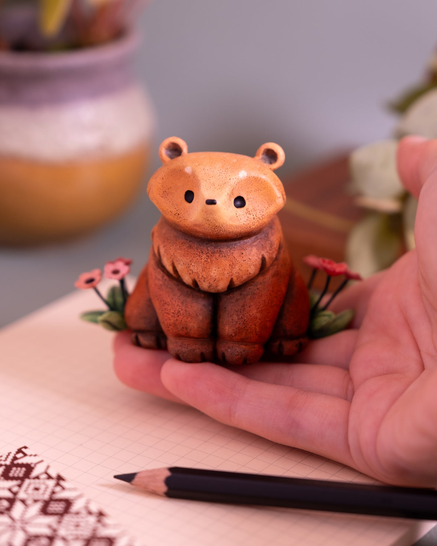 Brown Bear Figurine in Polymer Cla