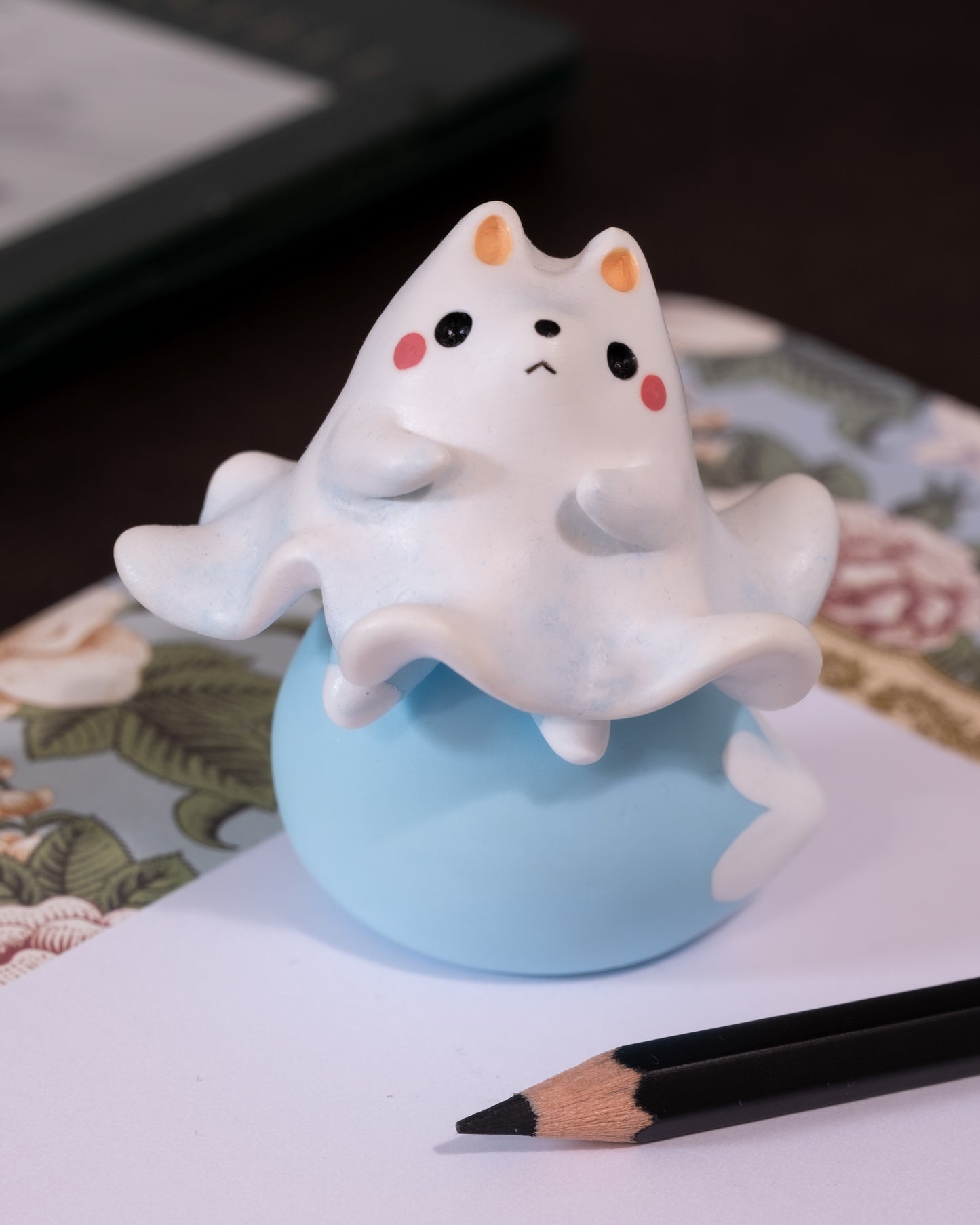 Fox Ghost Figurine in Polymer Clay