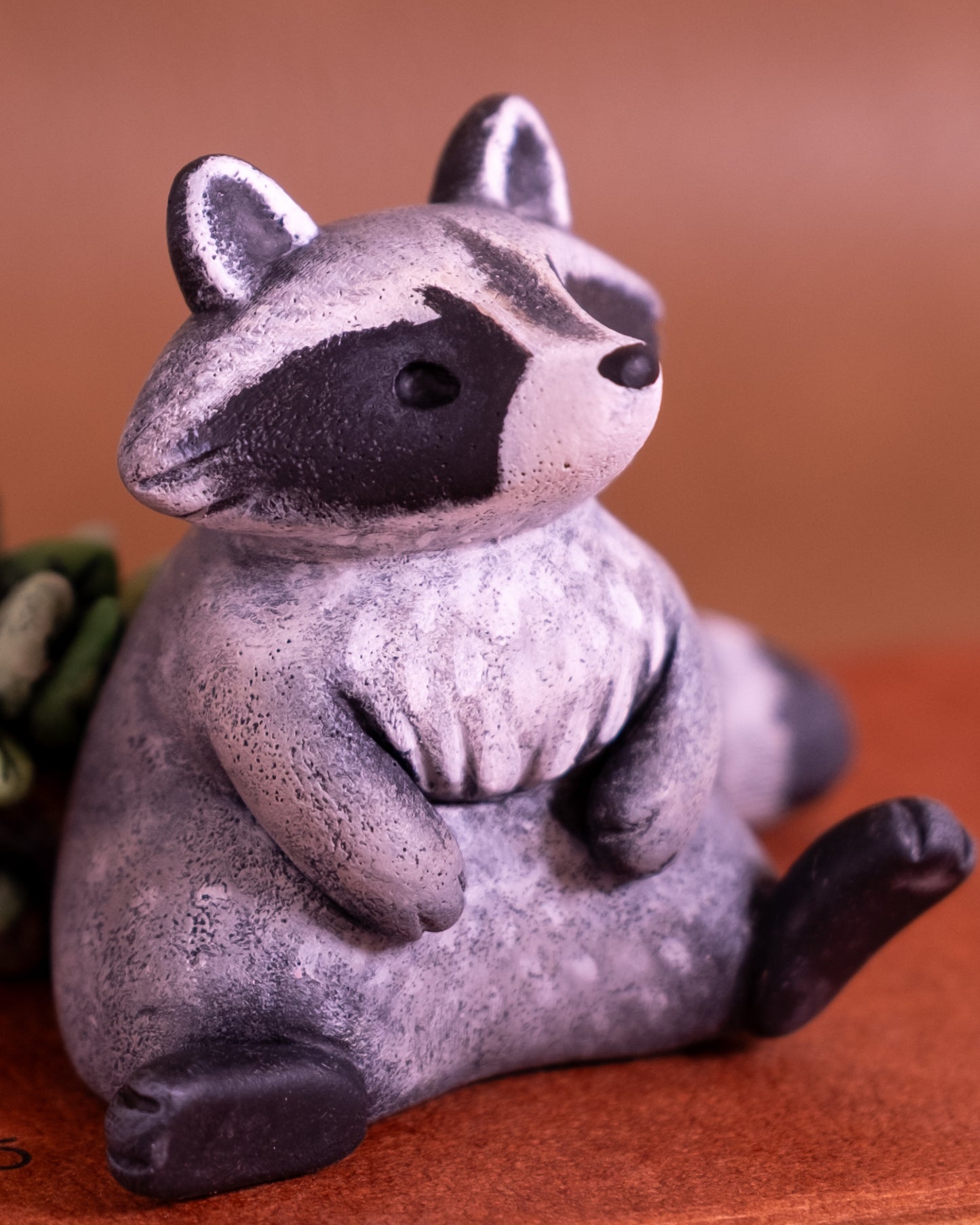 Raccoon Figurine in Polymer Clay
