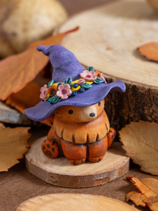 Witch Bear Figurine in Polymer Clay