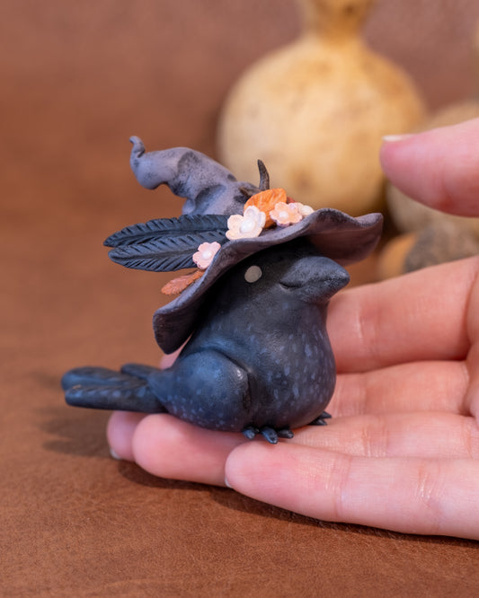 Witch Raven Figurine in Polymer Clay