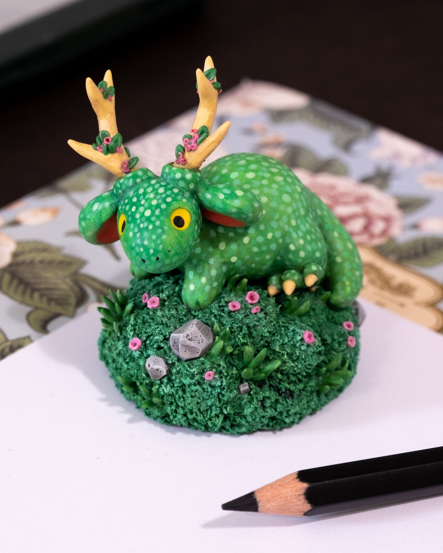 Green Dragon Figurine in Polymer Clay (1)