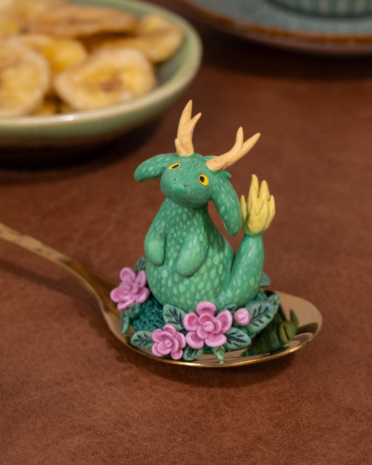 Green Dragon Figurine in Polymer Clay (3)