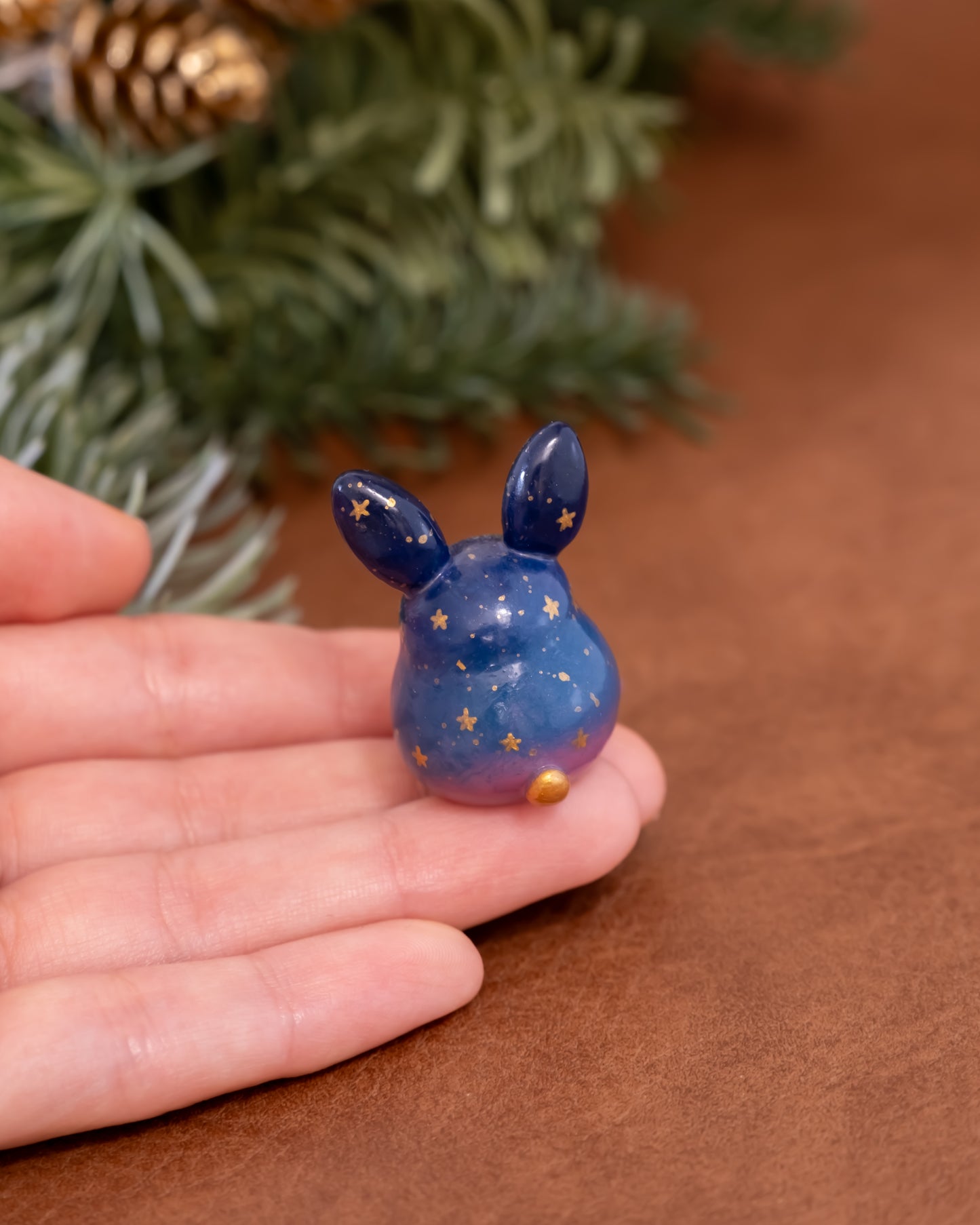 Galaxy Bunny Figurine in Polymer Clay