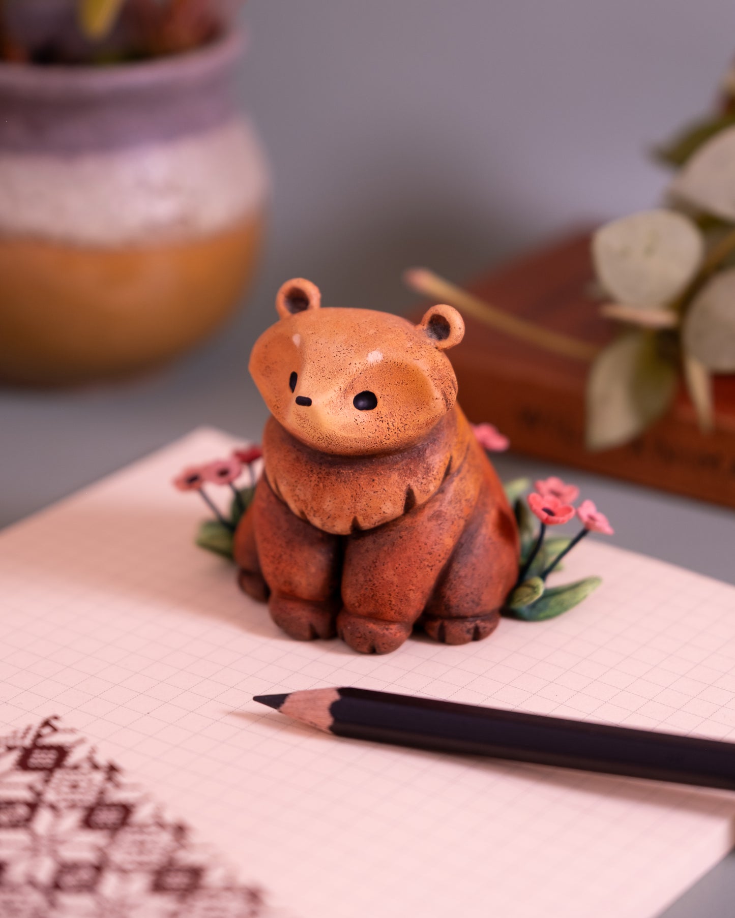 Brown Bear Figurine in Polymer Cla