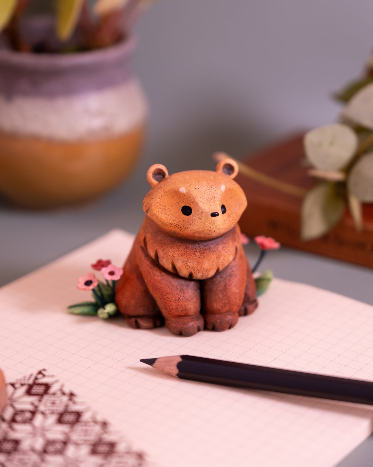 Brown Bear Figurine in Polymer Cla