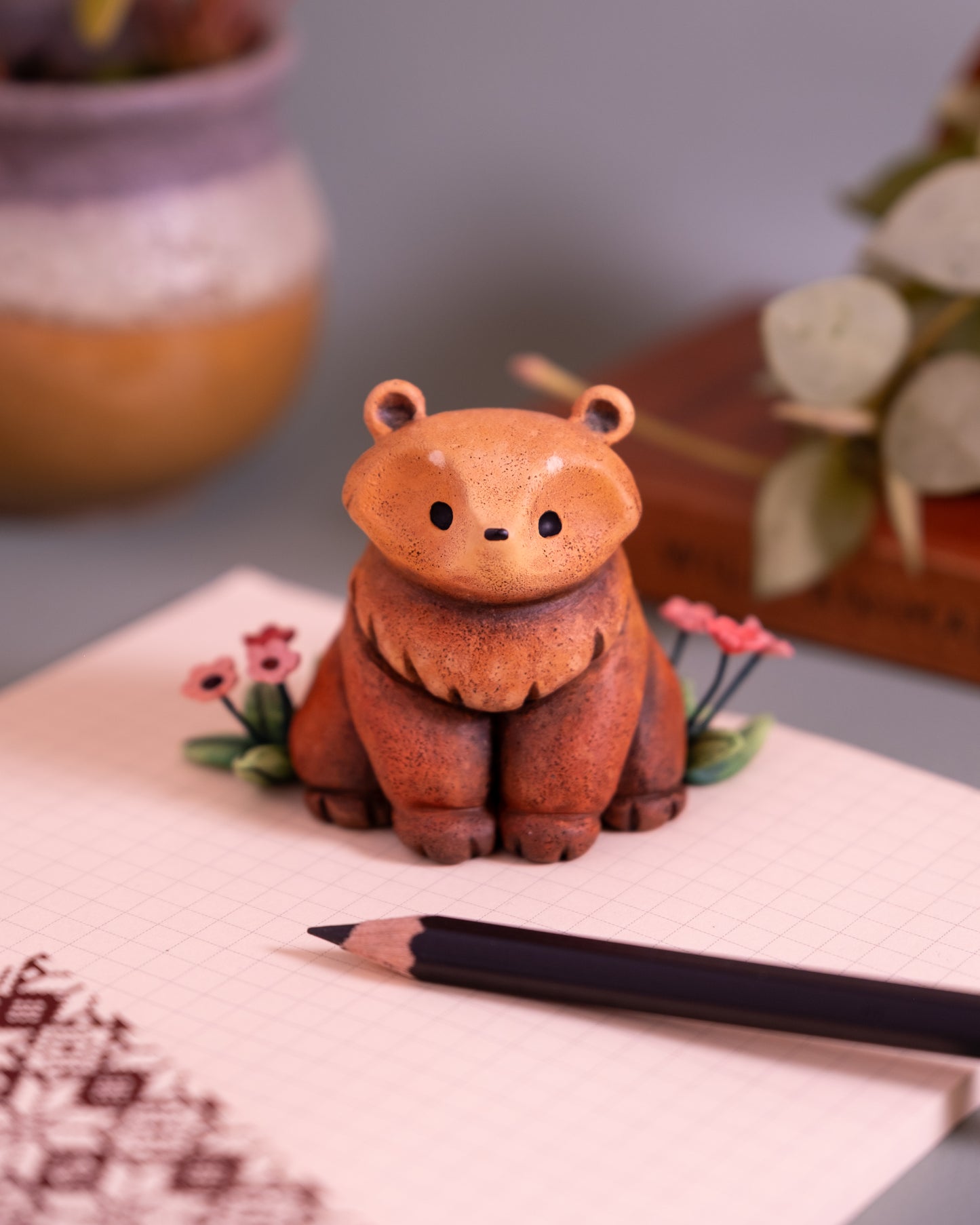 Brown Bear Figurine in Polymer Cla