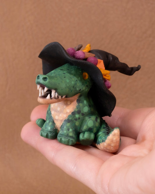 Witch Crocodile Figurine in Polymer Clay