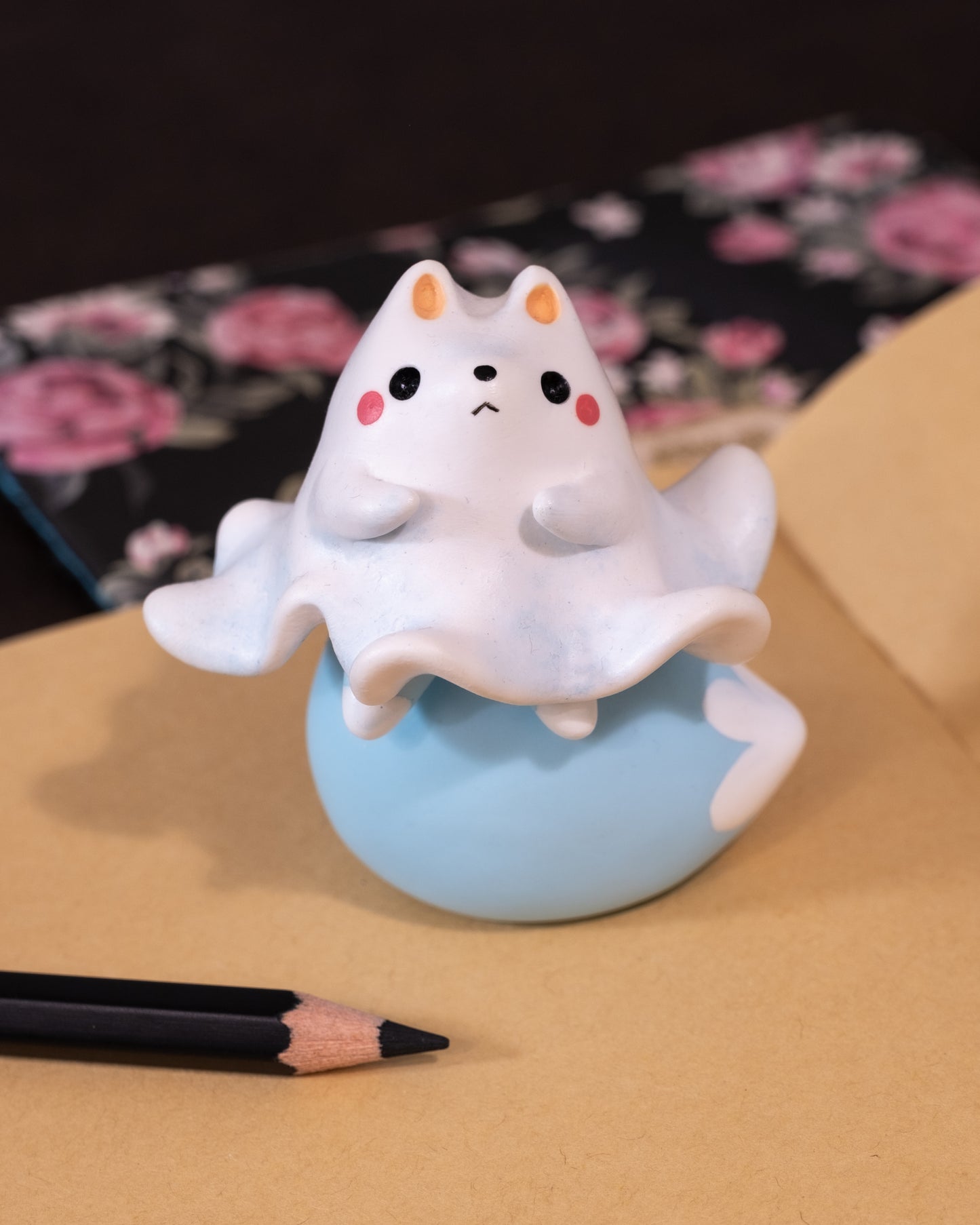 Fox Ghost Figurine in Polymer Clay