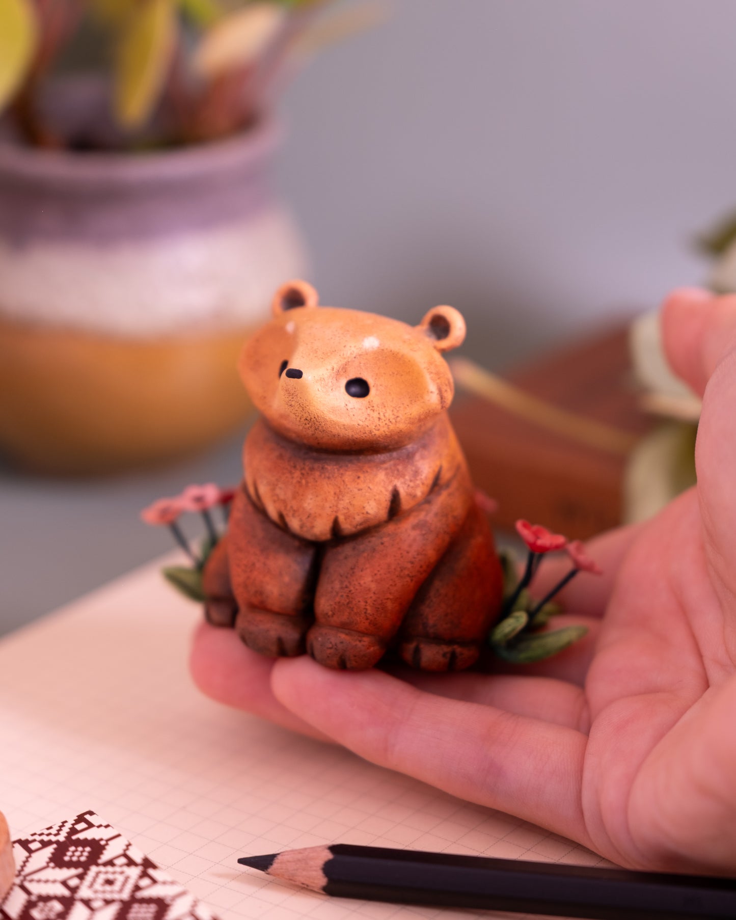 Brown Bear Figurine in Polymer Cla