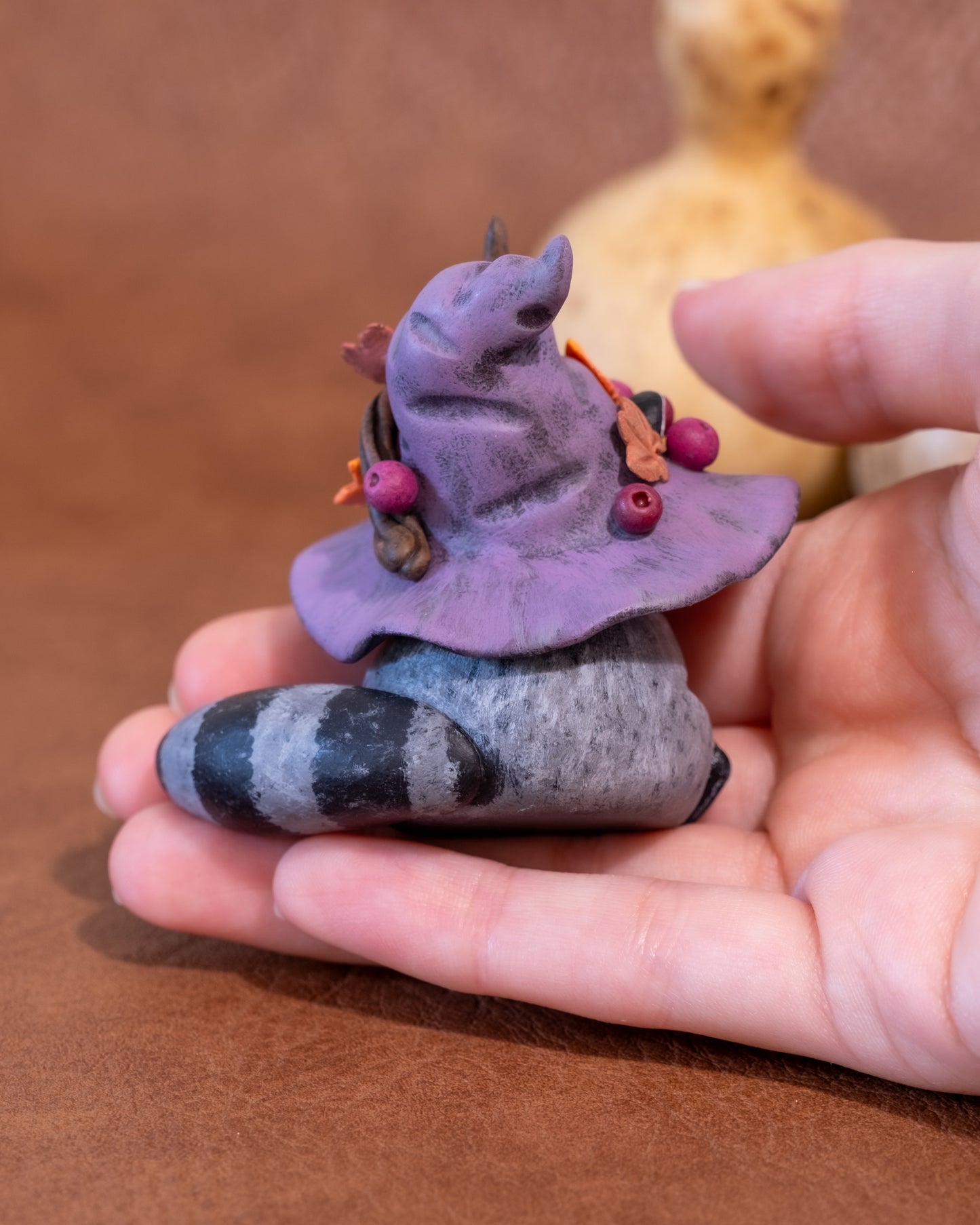 Witch Raccoon Figurine in Polymer Clay