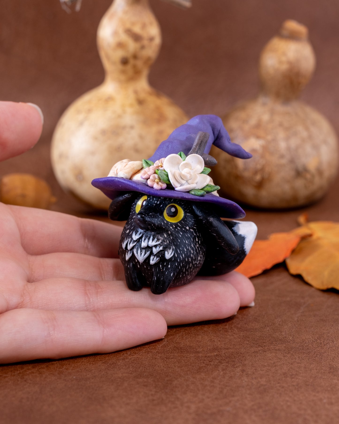Witch Silver Fox Figurine in Polymer Clay