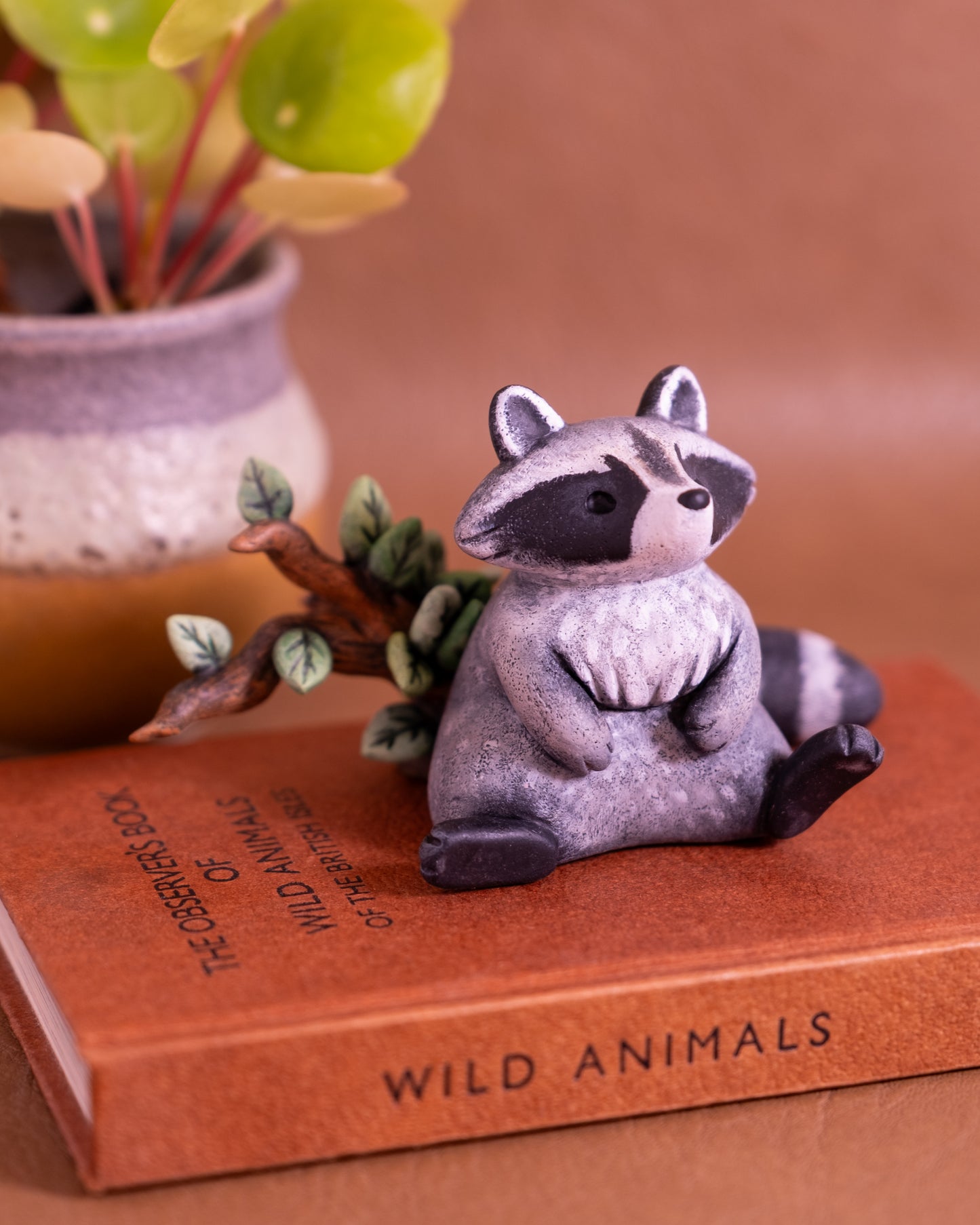 Raccoon Figurine in Polymer Clay