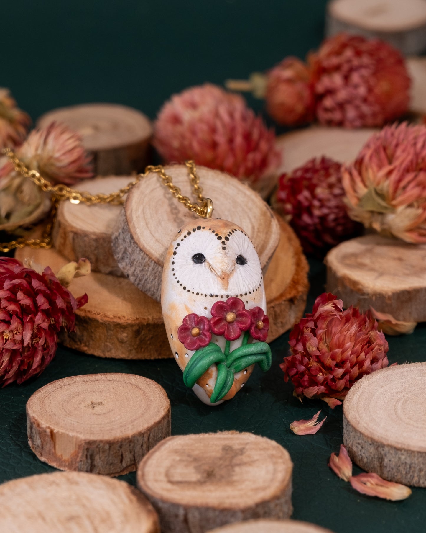 Barn Owl Necklace in Polymer Clay