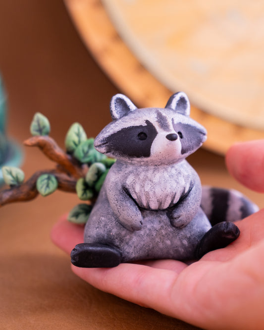Raccoon Figurine in Polymer Clay