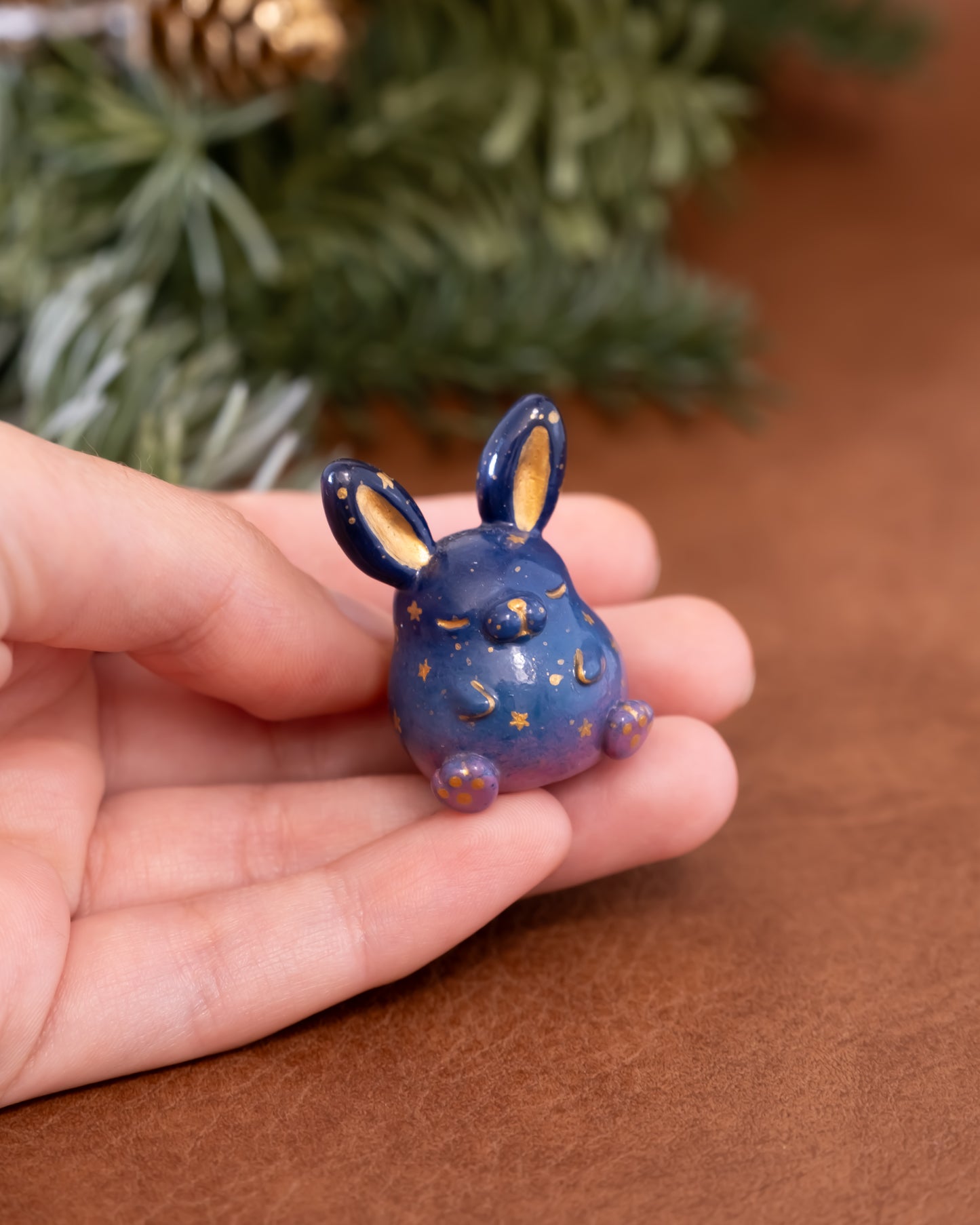 Galaxy Bunny Figurine in Polymer Clay