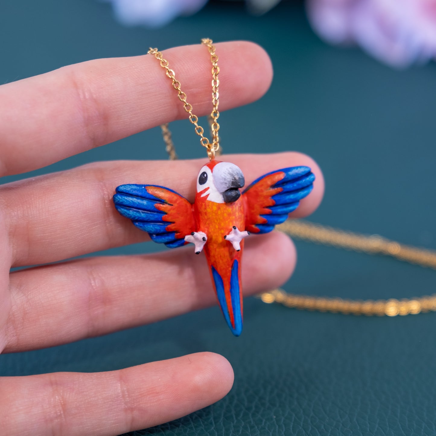 Parrot Necklace in Polymer Clay