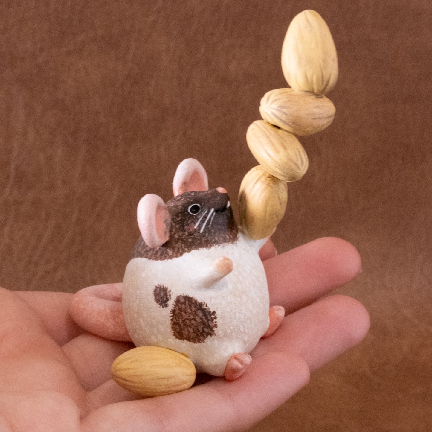 Almond Mouse Figurine in Polymer Clay