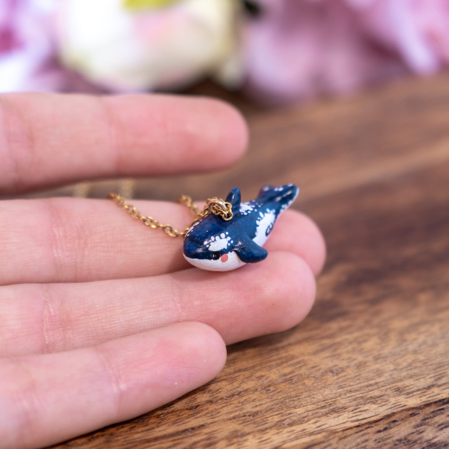 Tiny Orca Necklace in Polymer Clay