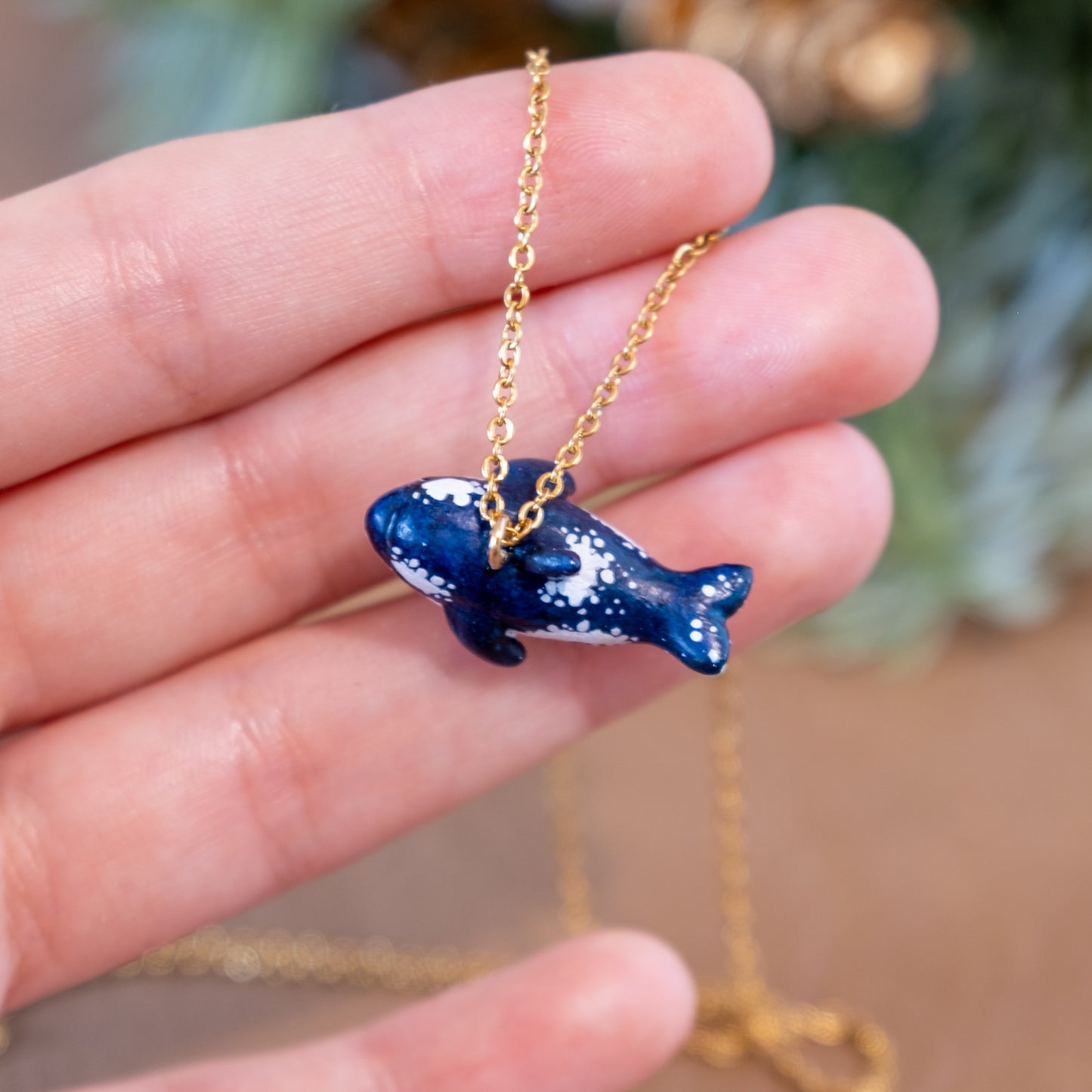 Tiny Orca Necklace in Polymer Clay