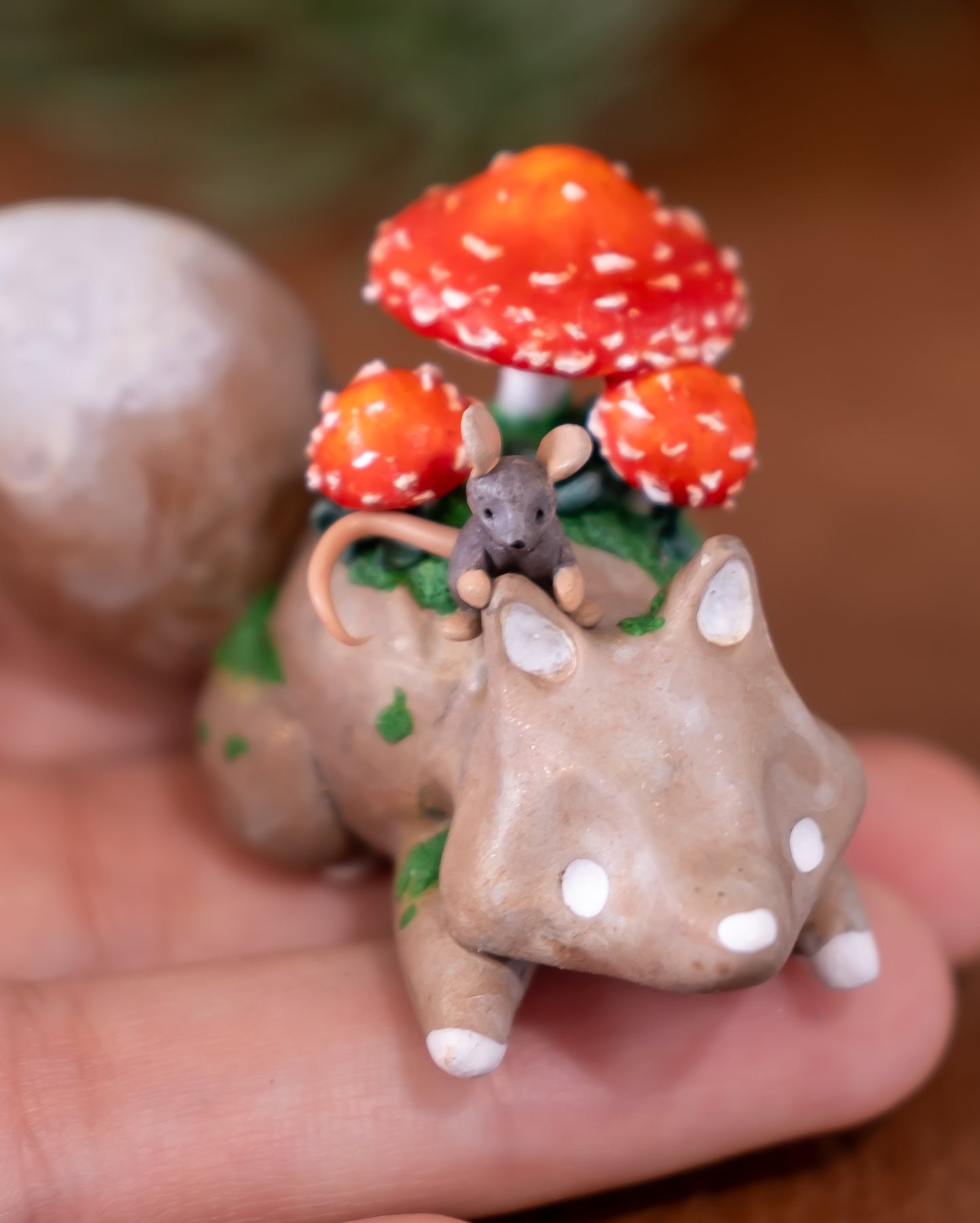 Mushroom Fox Figurine in Polymer Clay (5)
