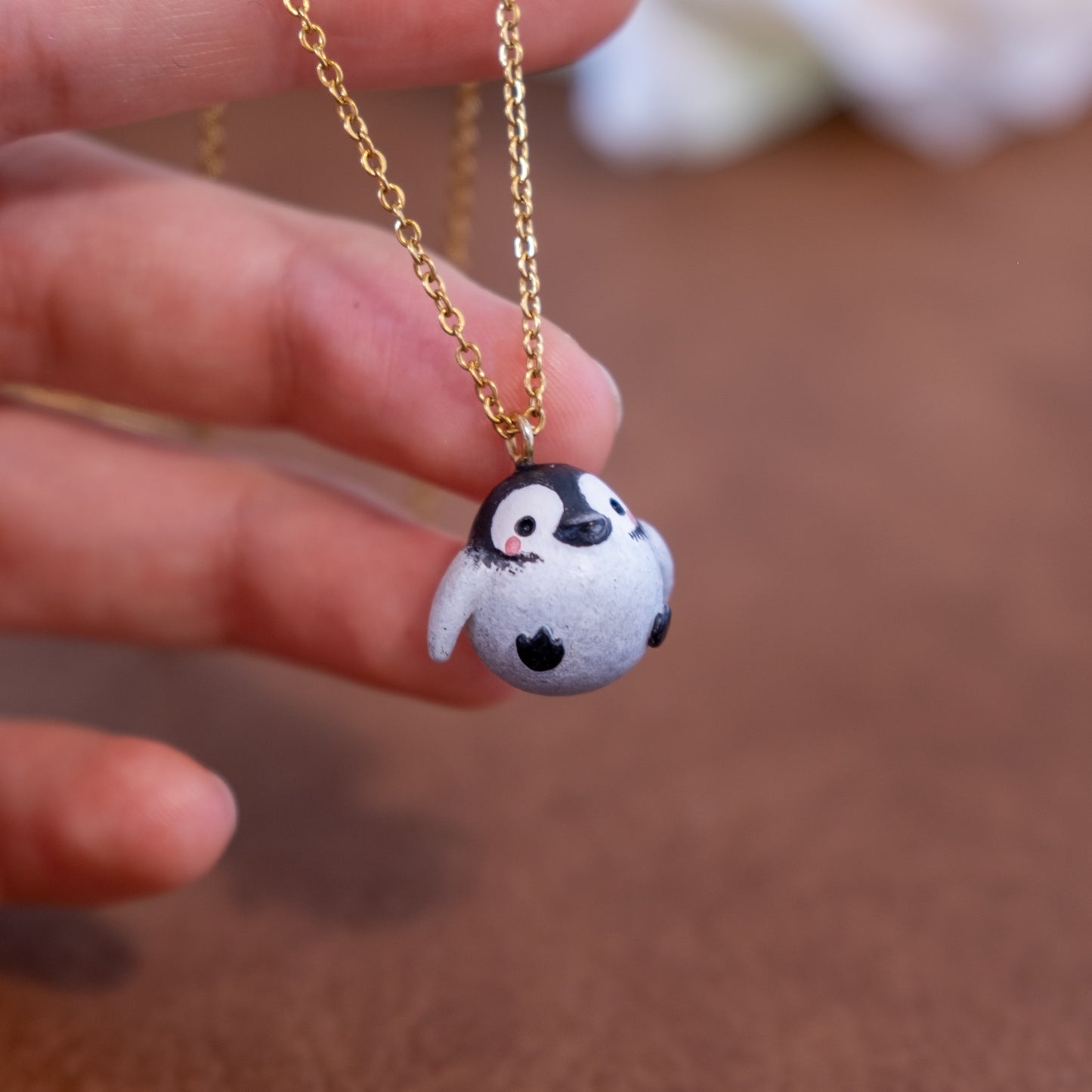 Penguin Necklace in Polymer Clay