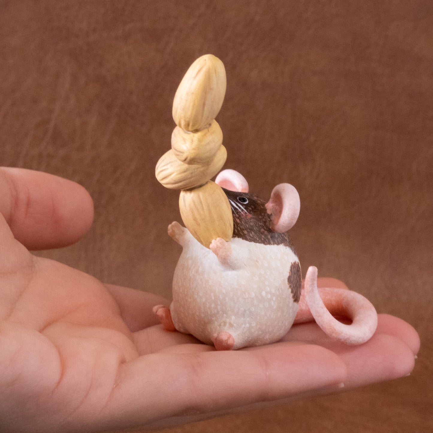 Almond Mouse Figurine in Polymer Clay