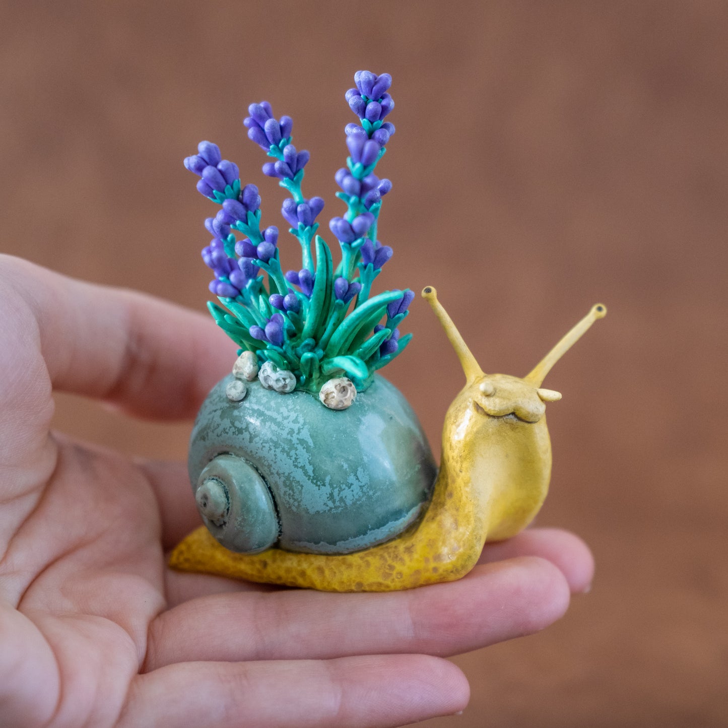 Snail Figurine in Polymer Clay and Ceramic