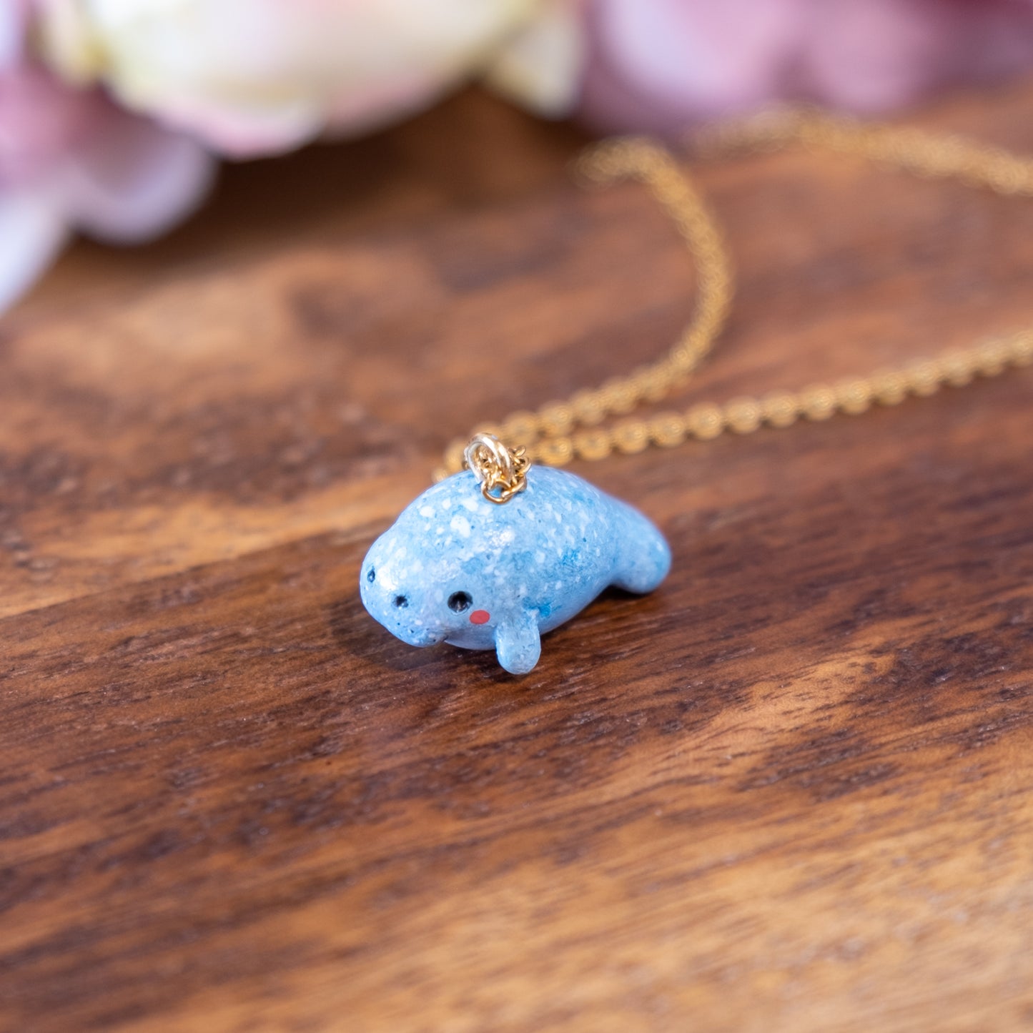 Tiny Lamantin Necklace in Polymer Clay
