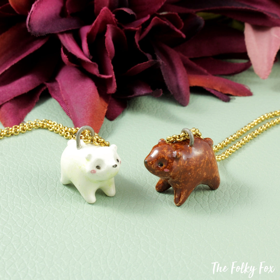 White Bear Necklace in Ceramic - The Folky Fox
