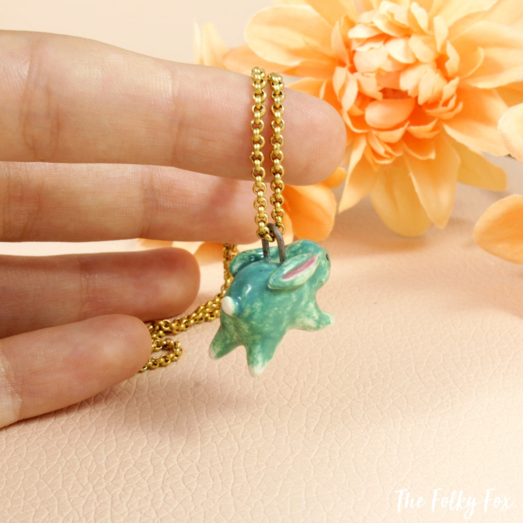 Jade Bunny Necklace in Ceramic - The Folky Fox