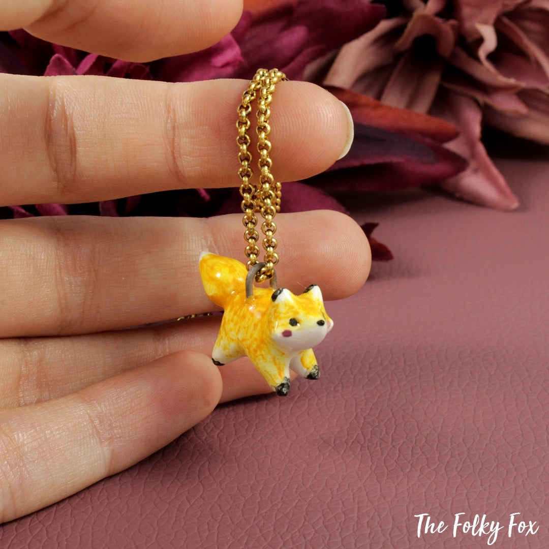 Amber Fox Necklace in Ceramic - The Folky Fox