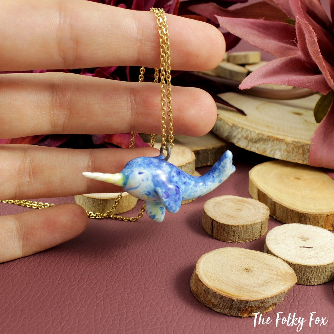 Narwhal Necklace in Ceramic - The Folky Fox