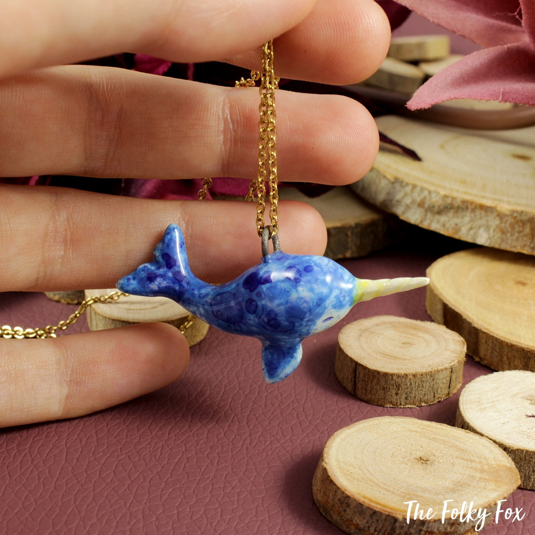 Narwhal Necklace in Ceramic - The Folky Fox