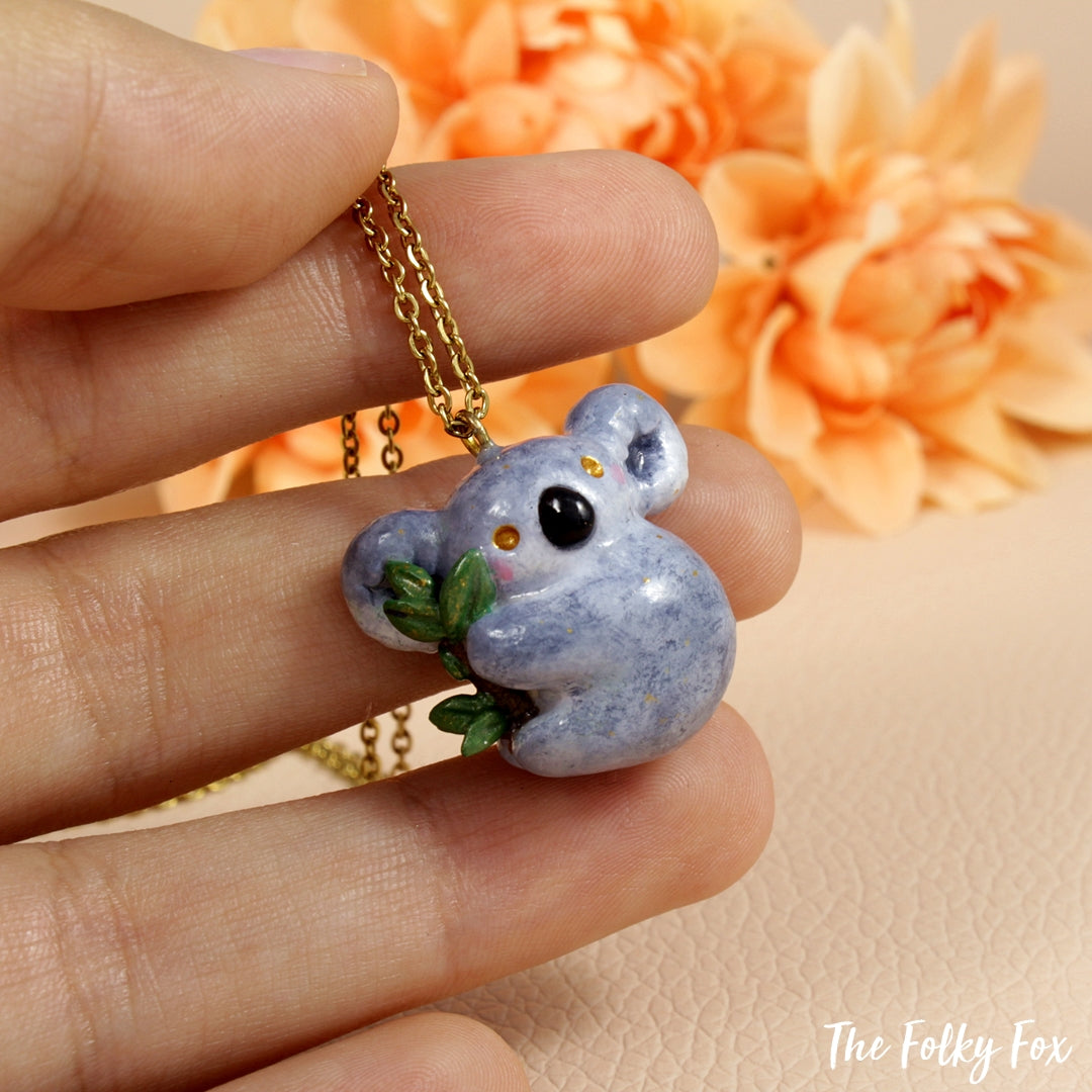 Koala Necklace in Polymer Clay - The Folky Fox