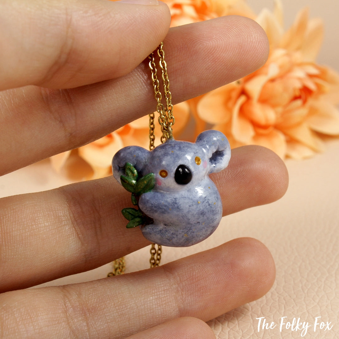 Koala Necklace in Polymer Clay - The Folky Fox