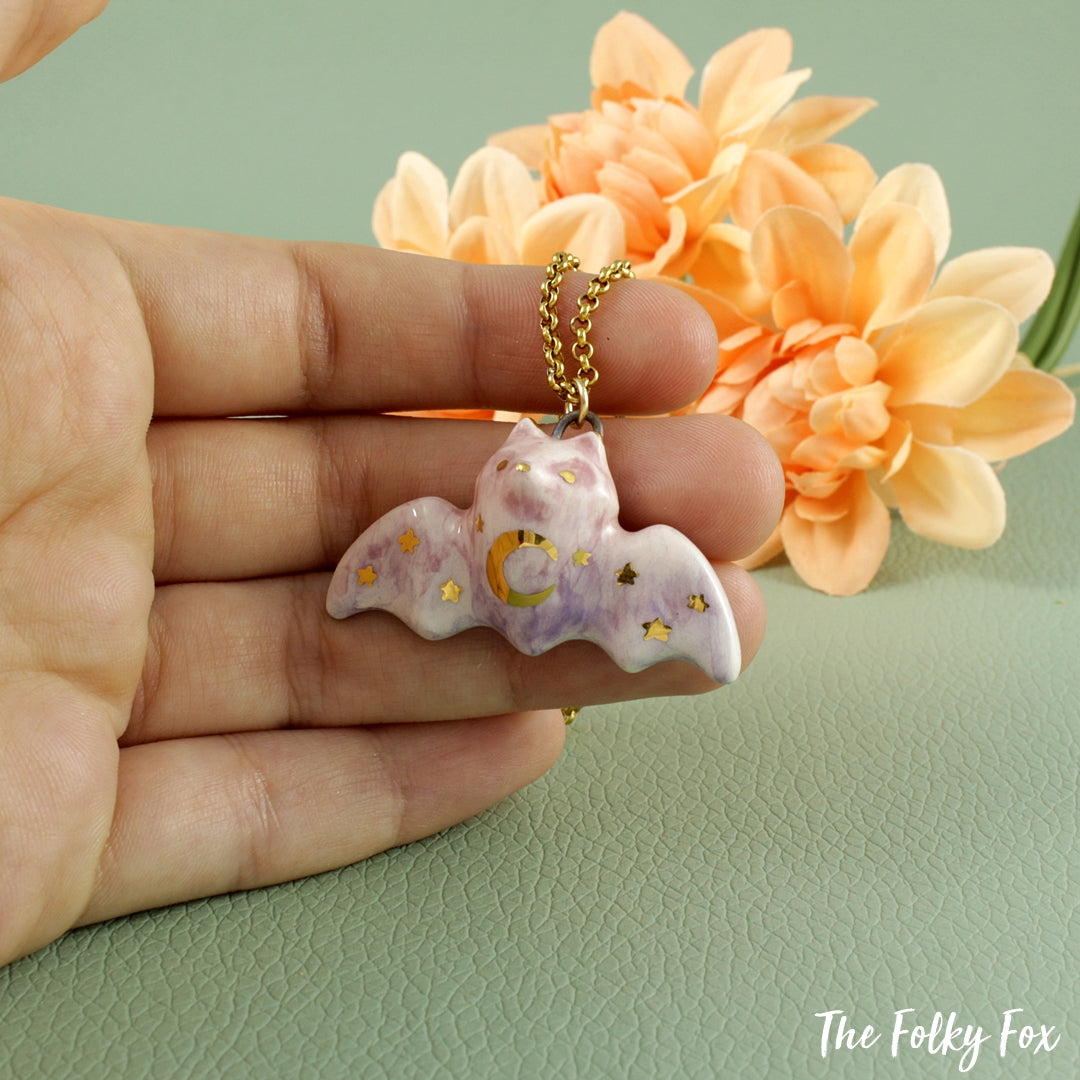 Flying Fox Necklace in Ceramic - The Folky Fox