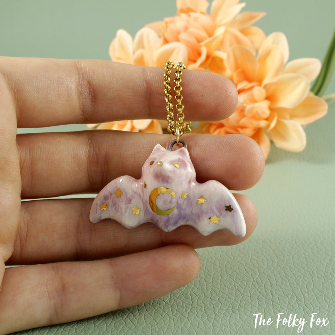 Flying Fox Necklace in Ceramic - The Folky Fox