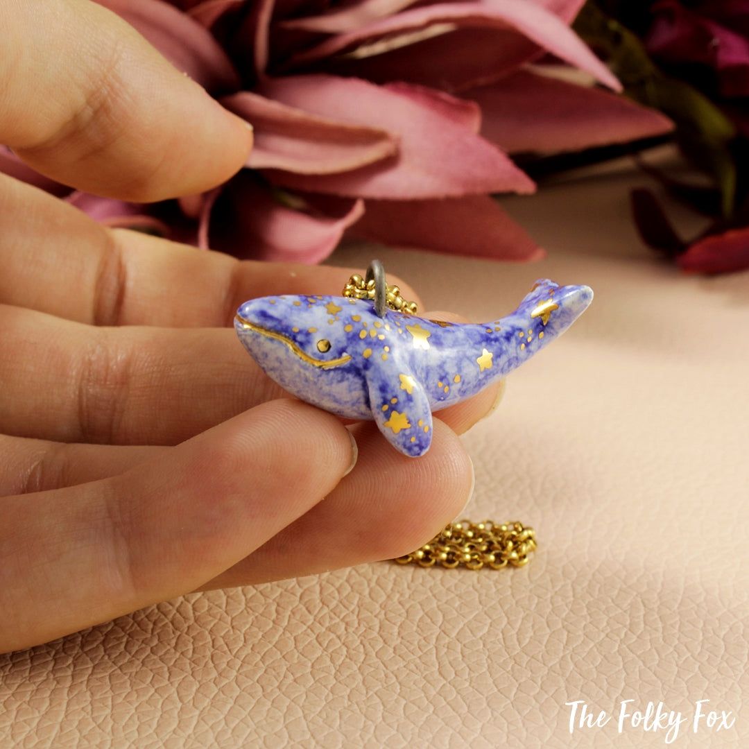 Starry Whale Necklace in Ceramic - The Folky Fox