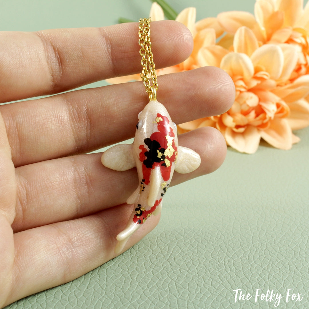 Koi Fish Necklace in Polymer Clay - The Folky Fox