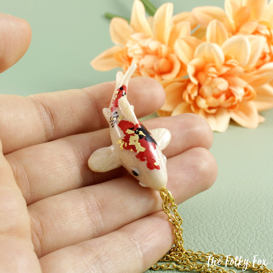 Koi Fish Necklace in Polymer Clay - The Folky Fox