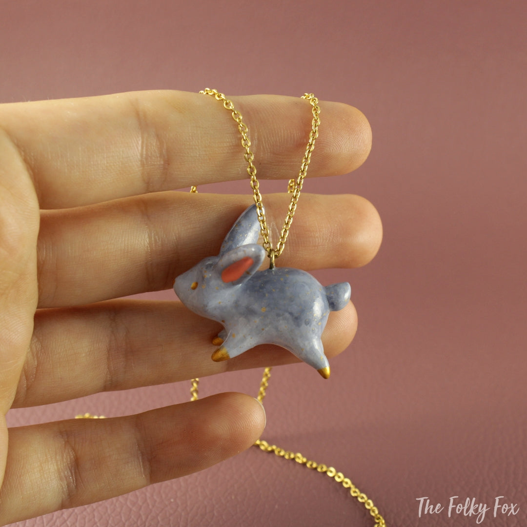 Bunny Necklace in Polymer Clay - The Folky Fox