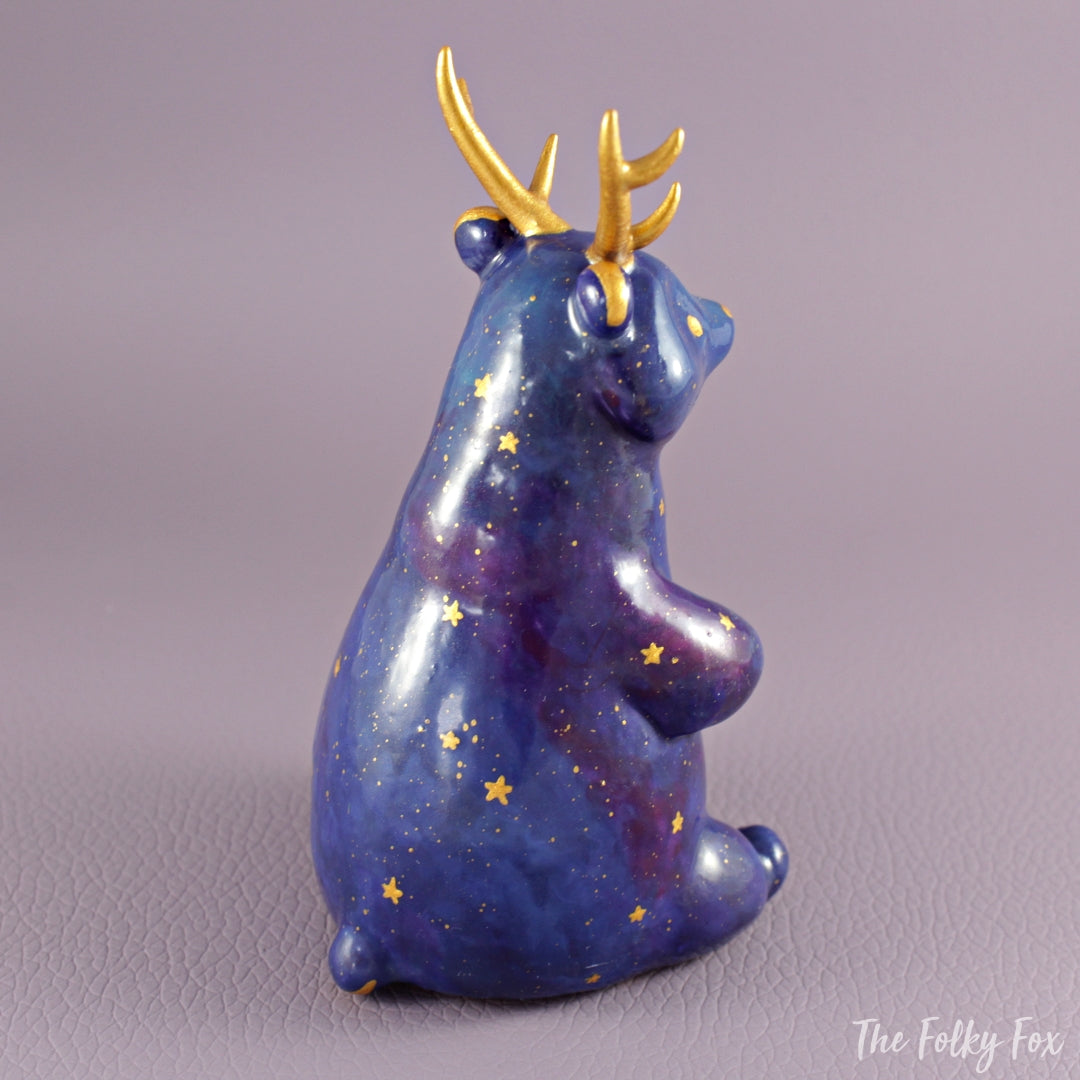 Galaxy Antler Bear Figurine in Polymer Clay - The Folky Fox