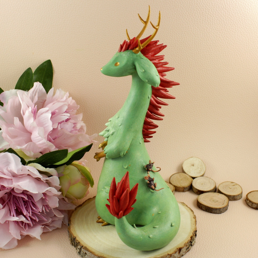 Spirit Dragon Sculpture in Polymer Clay - The Folky Fox