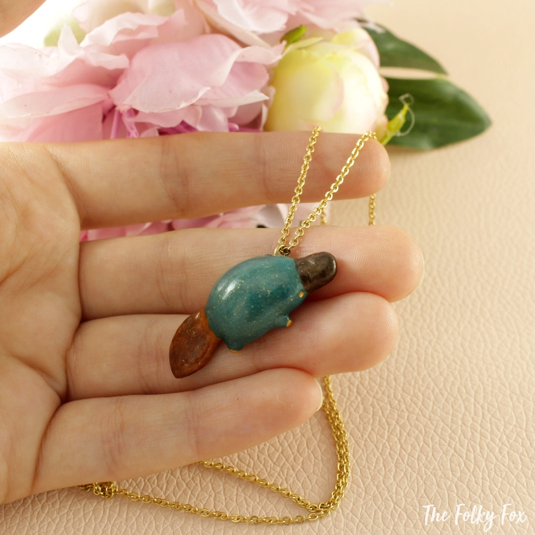 Platypus Necklace in Polymer Clay - The Folky Fox