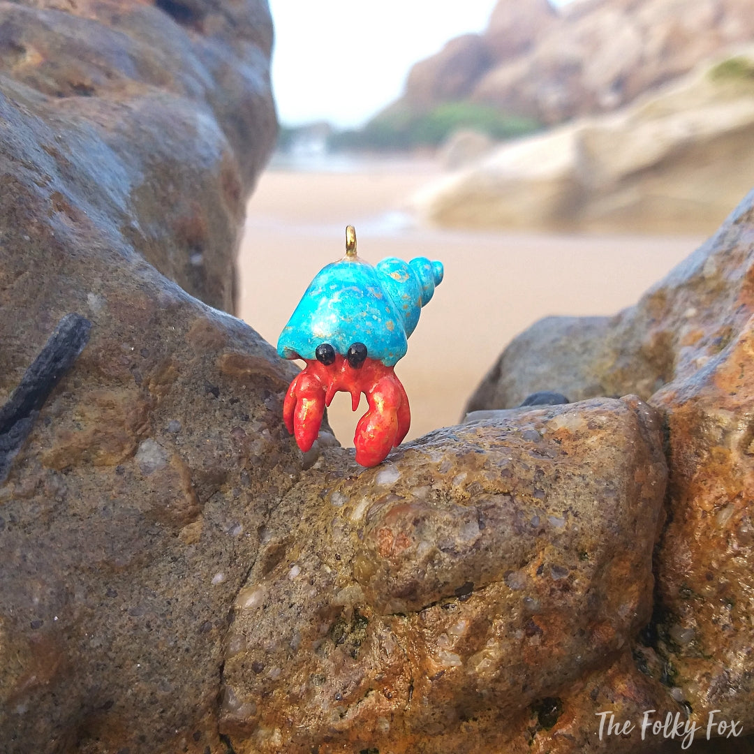 Hermit Crab Necklace in Polymer Clay - The Folky Fox