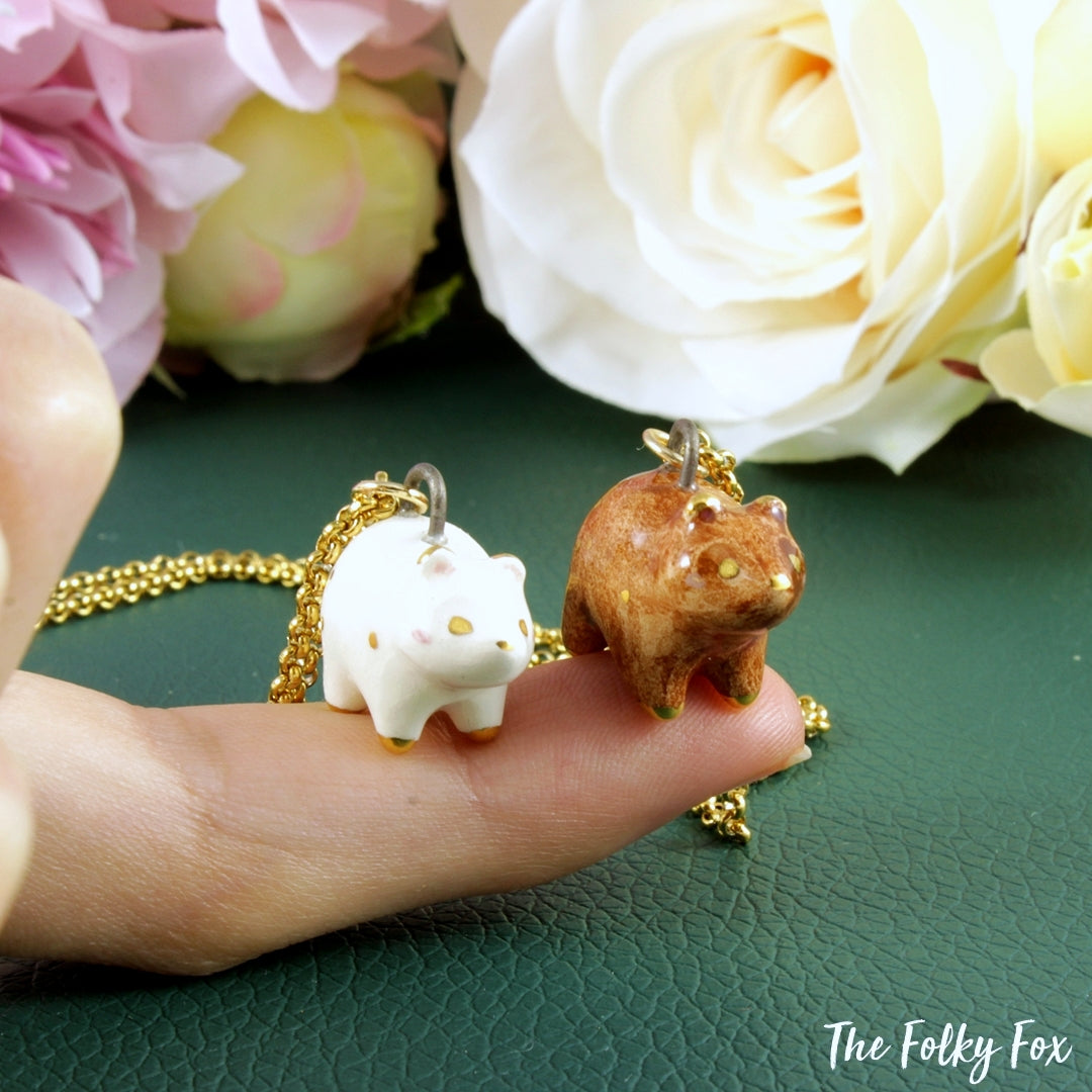 Brown Bear Necklace in Ceramic - The Folky Fox