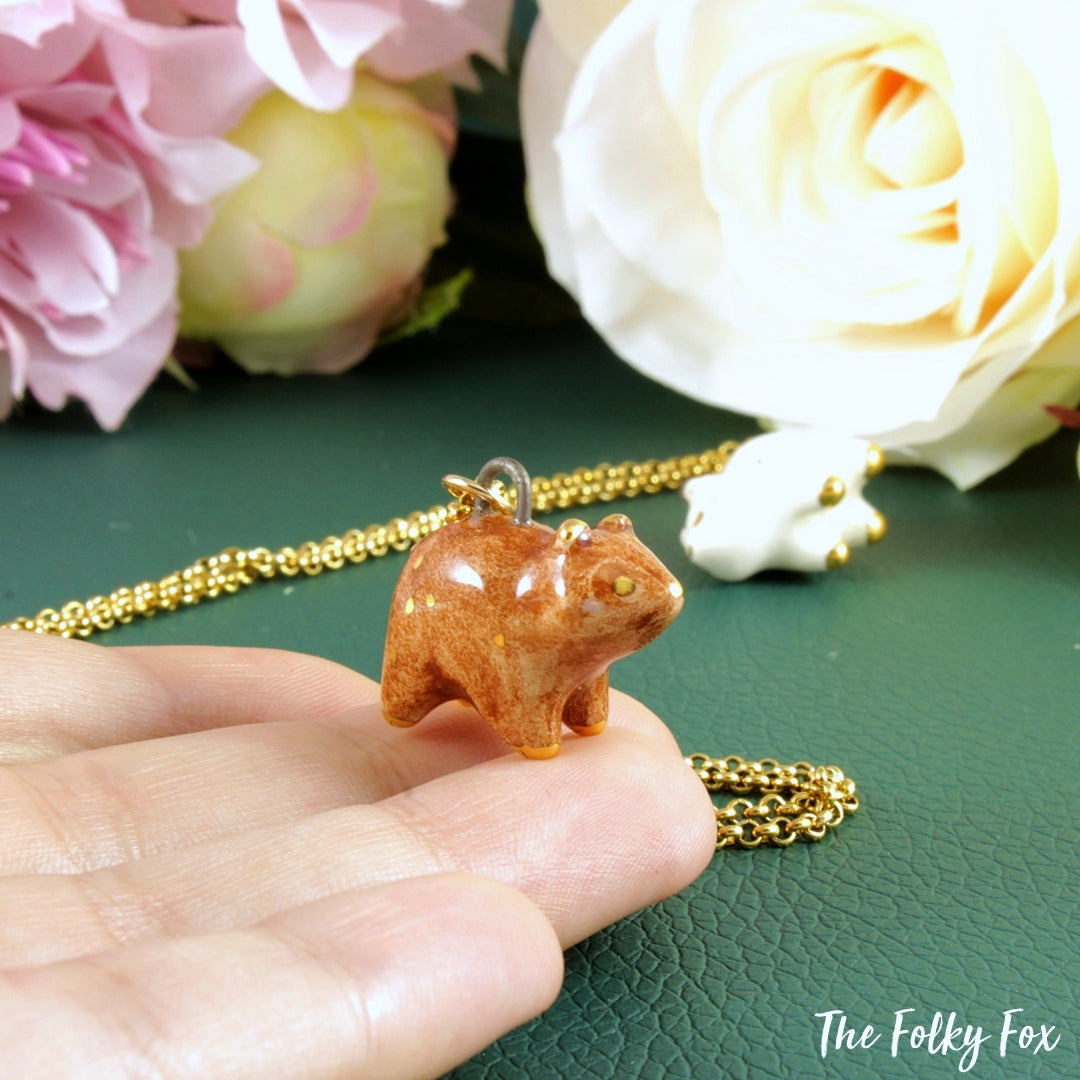 Brown Bear Necklace in Ceramic - The Folky Fox
