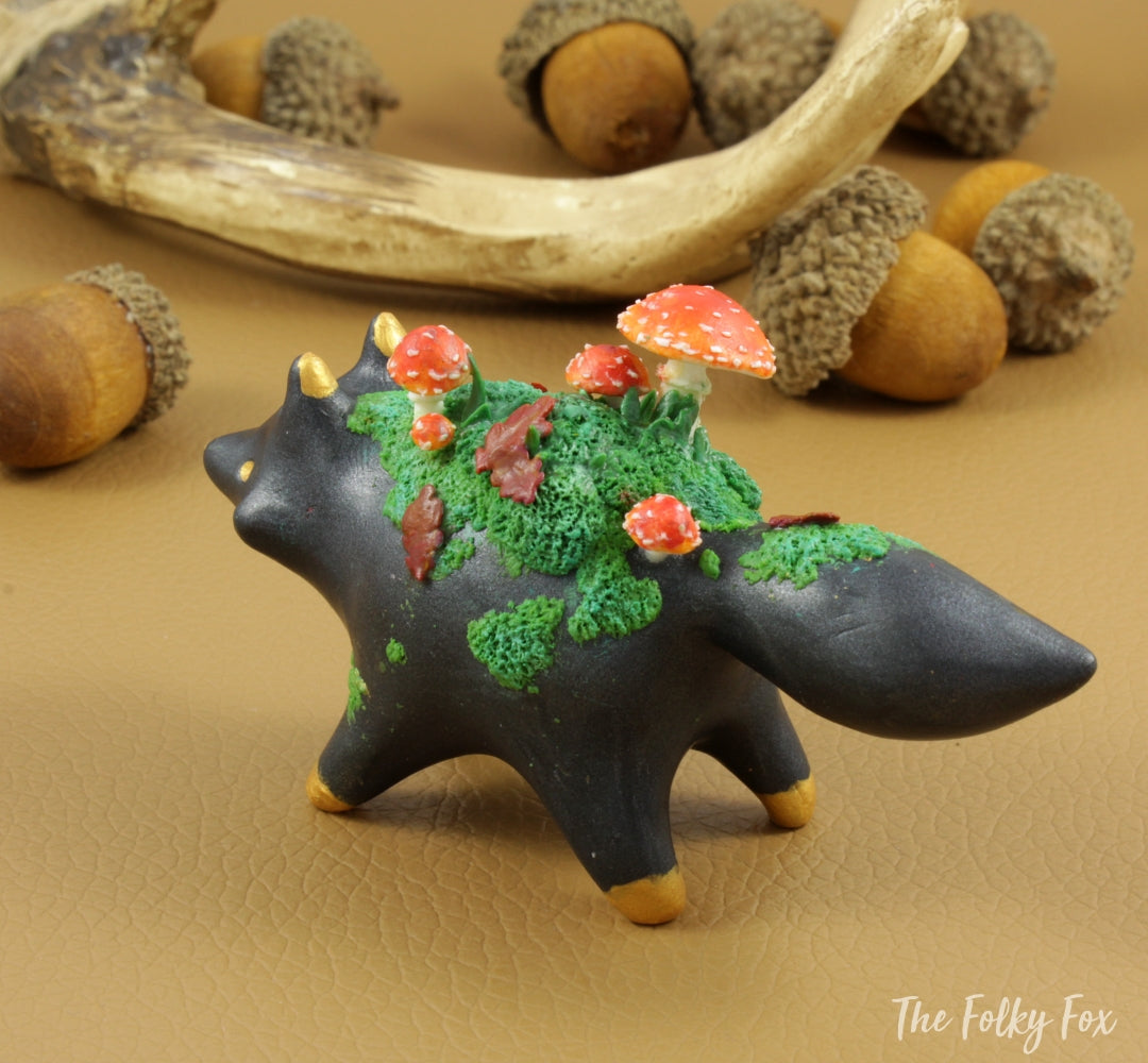 Mushroom Fox Sculpture in Polymer Clay - 1 - The Folky Fox