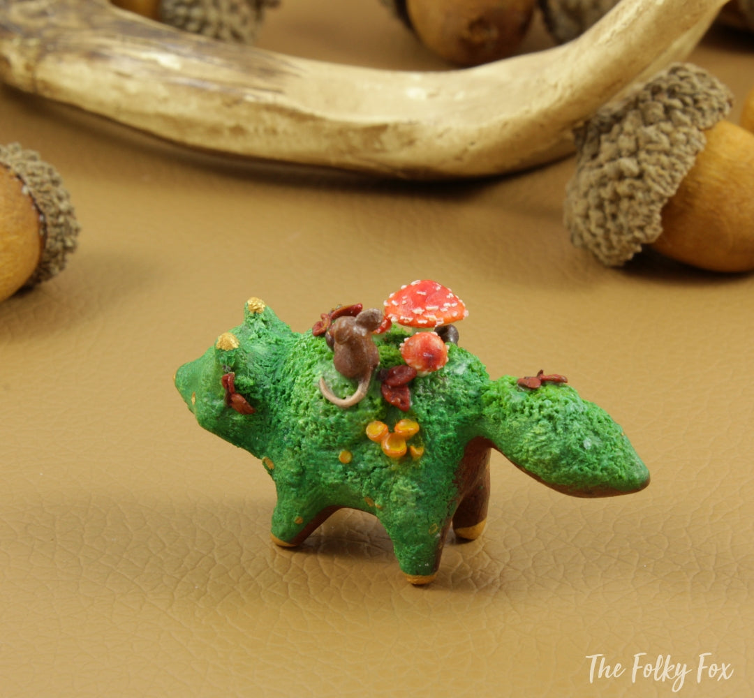 Mushroom Fox Sculpture in Polymer Clay - 2 - The Folky Fox